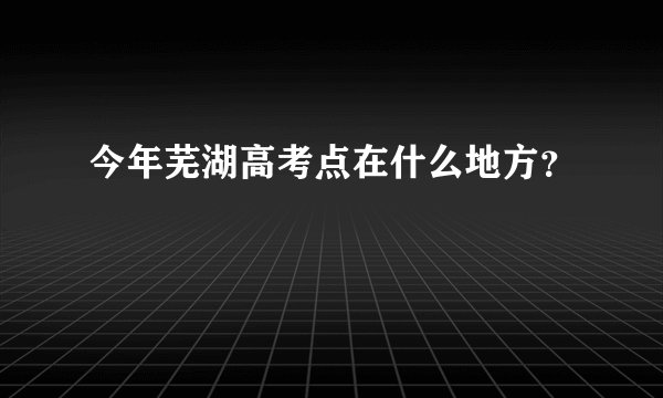 今年芜湖高考点在什么地方？