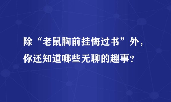 除“老鼠胸前挂悔过书”外，你还知道哪些无聊的趣事？