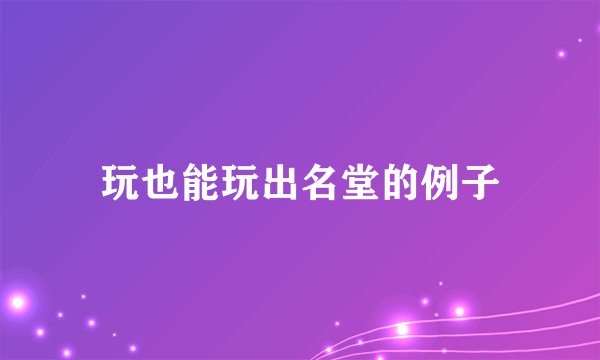 玩也能玩出名堂的例子