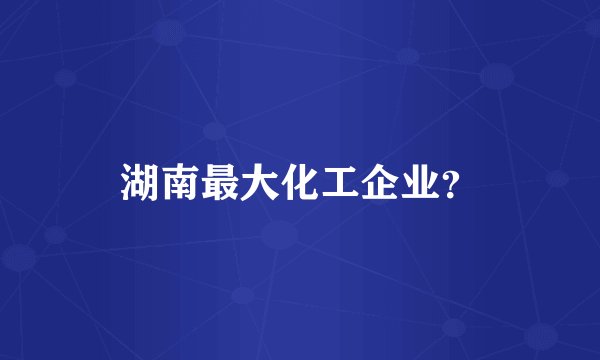 湖南最大化工企业？