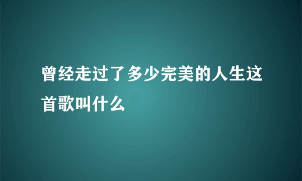 曾经走过了多少完美的人生这首歌叫什么