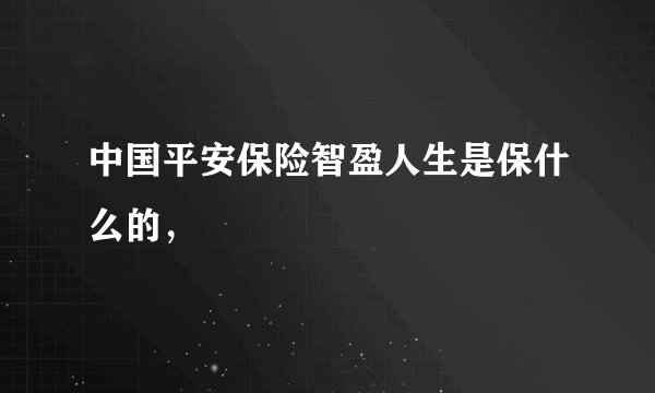 中国平安保险智盈人生是保什么的，