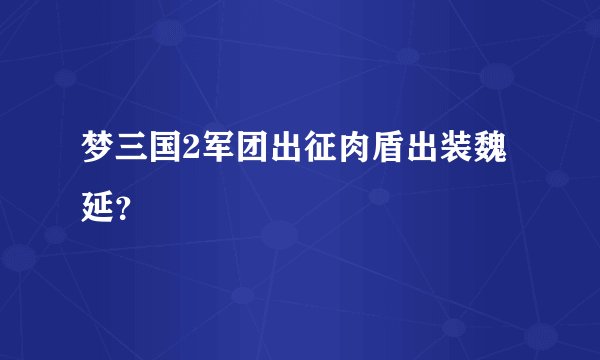 梦三国2军团出征肉盾出装魏延？