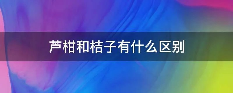 芦柑和桔子有什么区别