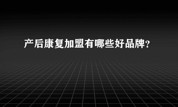 产后康复加盟有哪些好品牌?