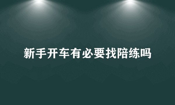 新手开车有必要找陪练吗