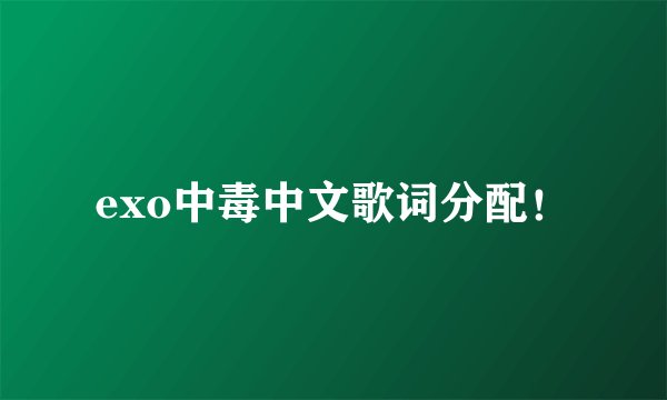 exo中毒中文歌词分配！