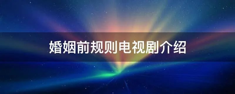 婚姻前规则电视剧介绍