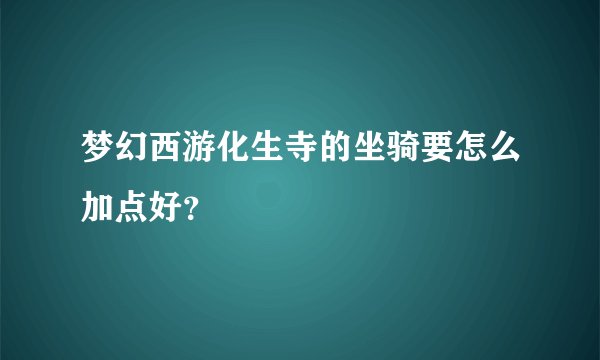 梦幻西游化生寺的坐骑要怎么加点好？