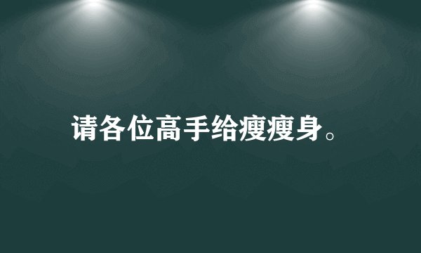 请各位高手给瘦瘦身。