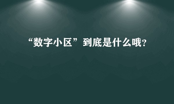 “数字小区”到底是什么哦？