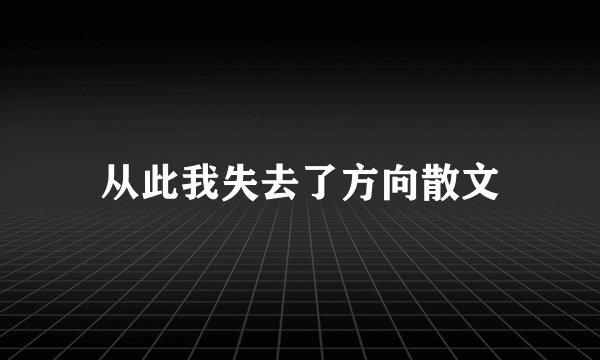 从此我失去了方向散文