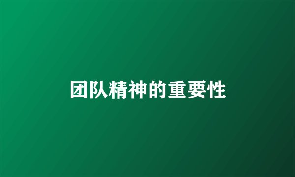 团队精神的重要性