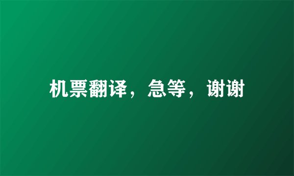 机票翻译，急等，谢谢