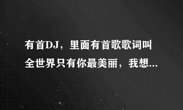 有首DJ，里面有首歌歌词叫全世界只有你最美丽，我想对你说，I LOVE YOU？