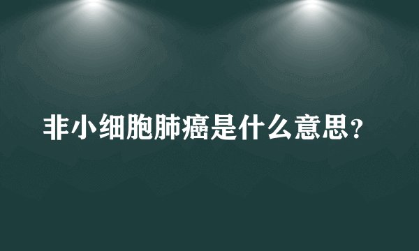 非小细胞肺癌是什么意思？