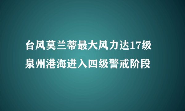 台风莫兰蒂最大风力达17级 泉州港海进入四级警戒阶段