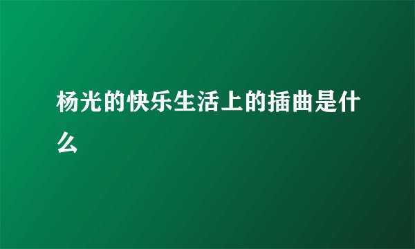 杨光的快乐生活上的插曲是什么