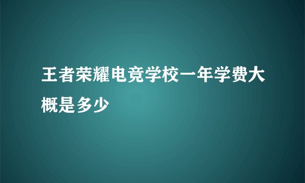 王者荣耀电竞学校一年学费大概是多少