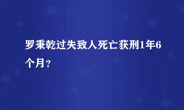 罗秉乾过失致人死亡获刑1年6个月？
