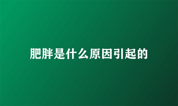 肥胖是什么原因引起的