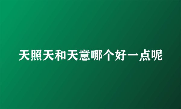 天照天和天意哪个好一点呢