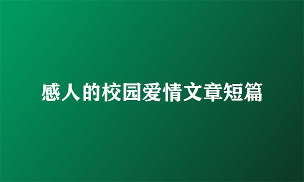 感人的校园爱情文章短篇