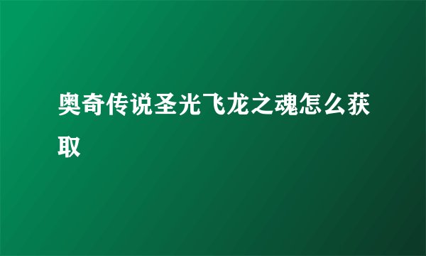奥奇传说圣光飞龙之魂怎么获取
