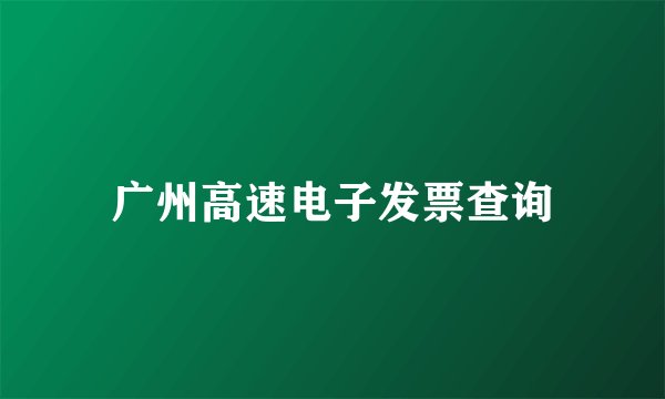广州高速电子发票查询