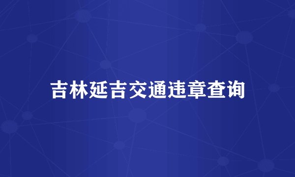 吉林延吉交通违章查询