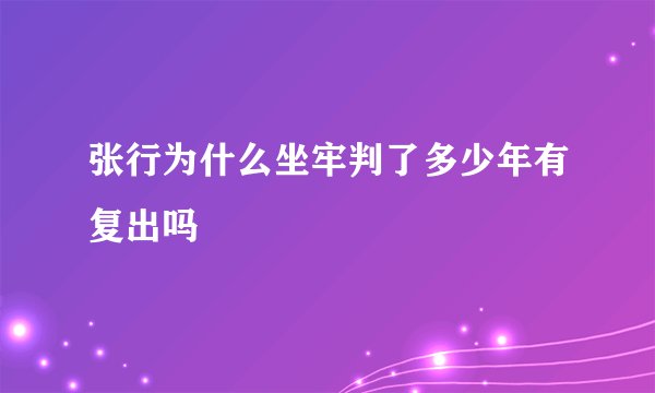 张行为什么坐牢判了多少年有复出吗