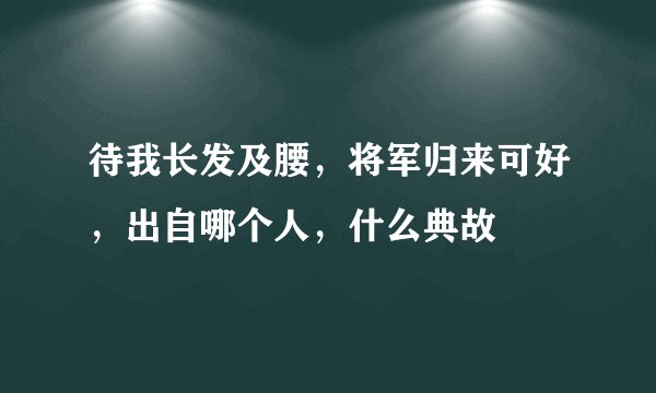 待我长发及腰,将军归来可好,出自哪个人,什么典故