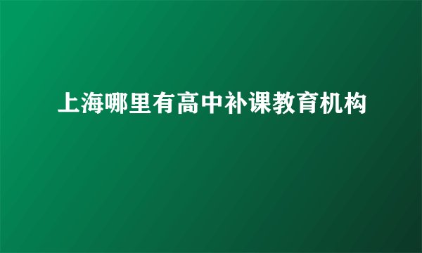 上海哪里有高中补课教育机构