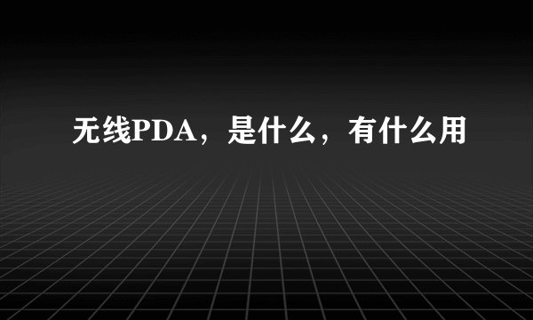 无线PDA，是什么，有什么用
