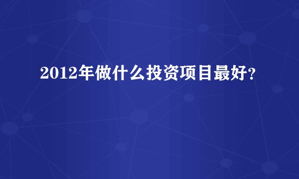 2012年做什么投资项目最好?