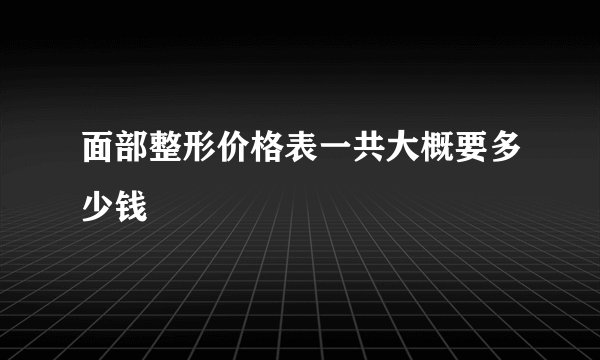 面部整形价格表一共大概要多少钱