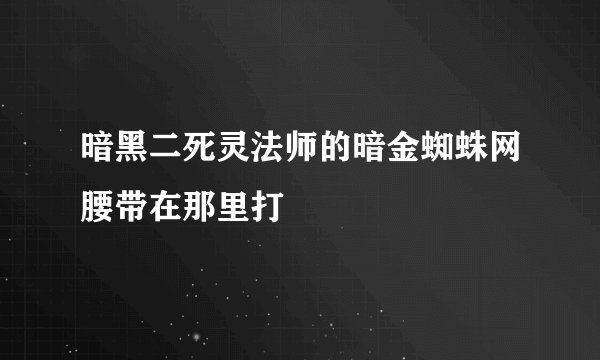 暗黑二死灵法师的暗金蜘蛛网腰带在那里打