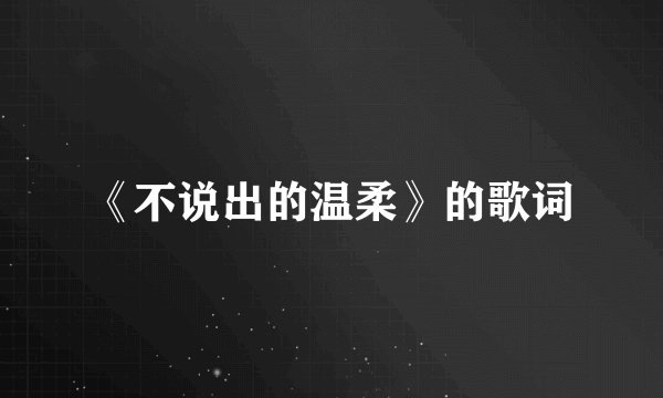 《不说出的温柔》的歌词