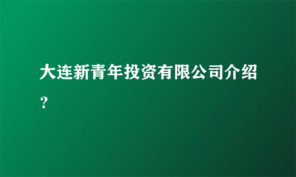大连新青年投资有限公司介绍？