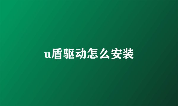 u盾驱动怎么安装