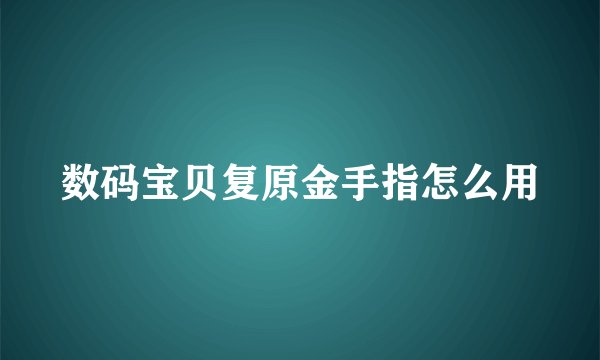 数码宝贝复原金手指怎么用