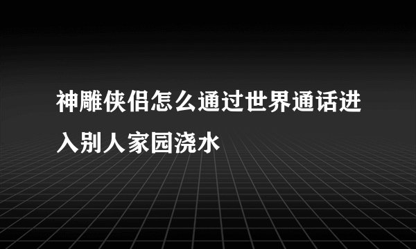 神雕侠侣怎么通过世界通话进入别人家园浇水