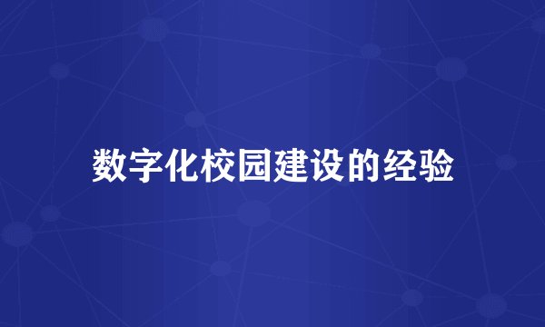 数字化校园建设的经验