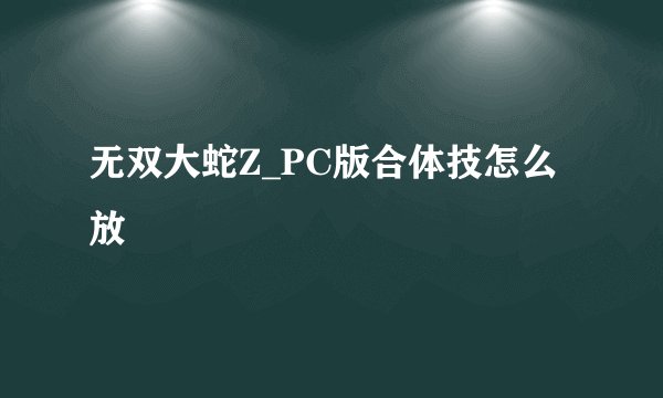 无双大蛇Z_PC版合体技怎么放