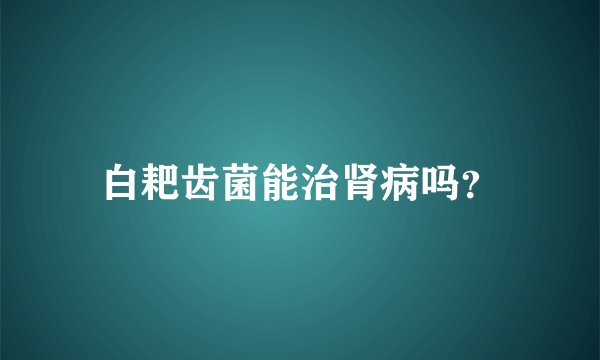 白耙齿菌能治肾病吗？