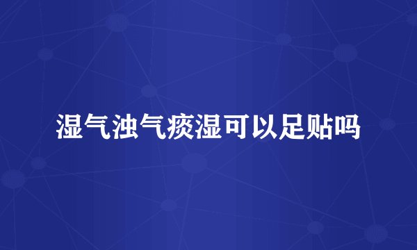 湿气浊气痰湿可以足贴吗