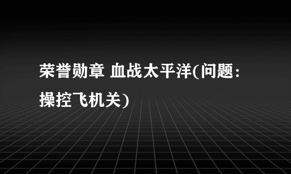 荣誉勋章 血战太平洋(问题： 操控飞机关)