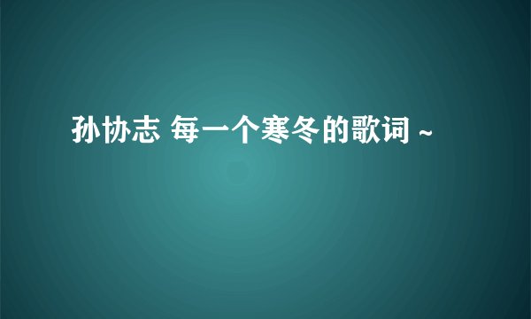 孙协志 每一个寒冬的歌词～