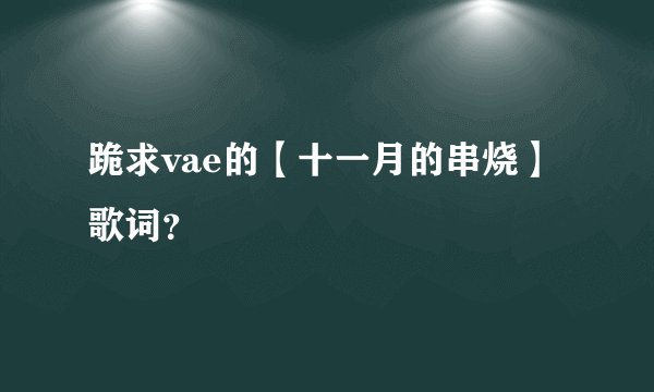 跪求vae的【十一月的串烧】歌词？
