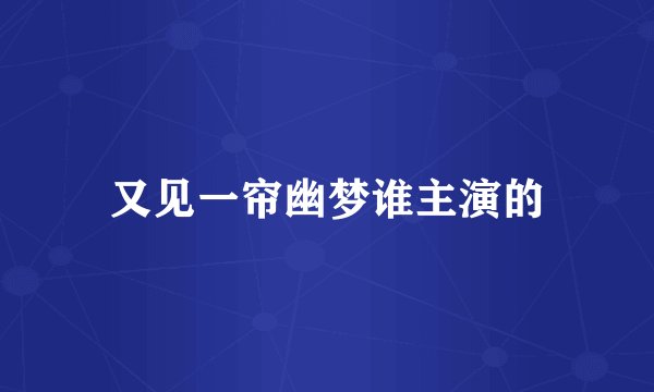 又见一帘幽梦谁主演的